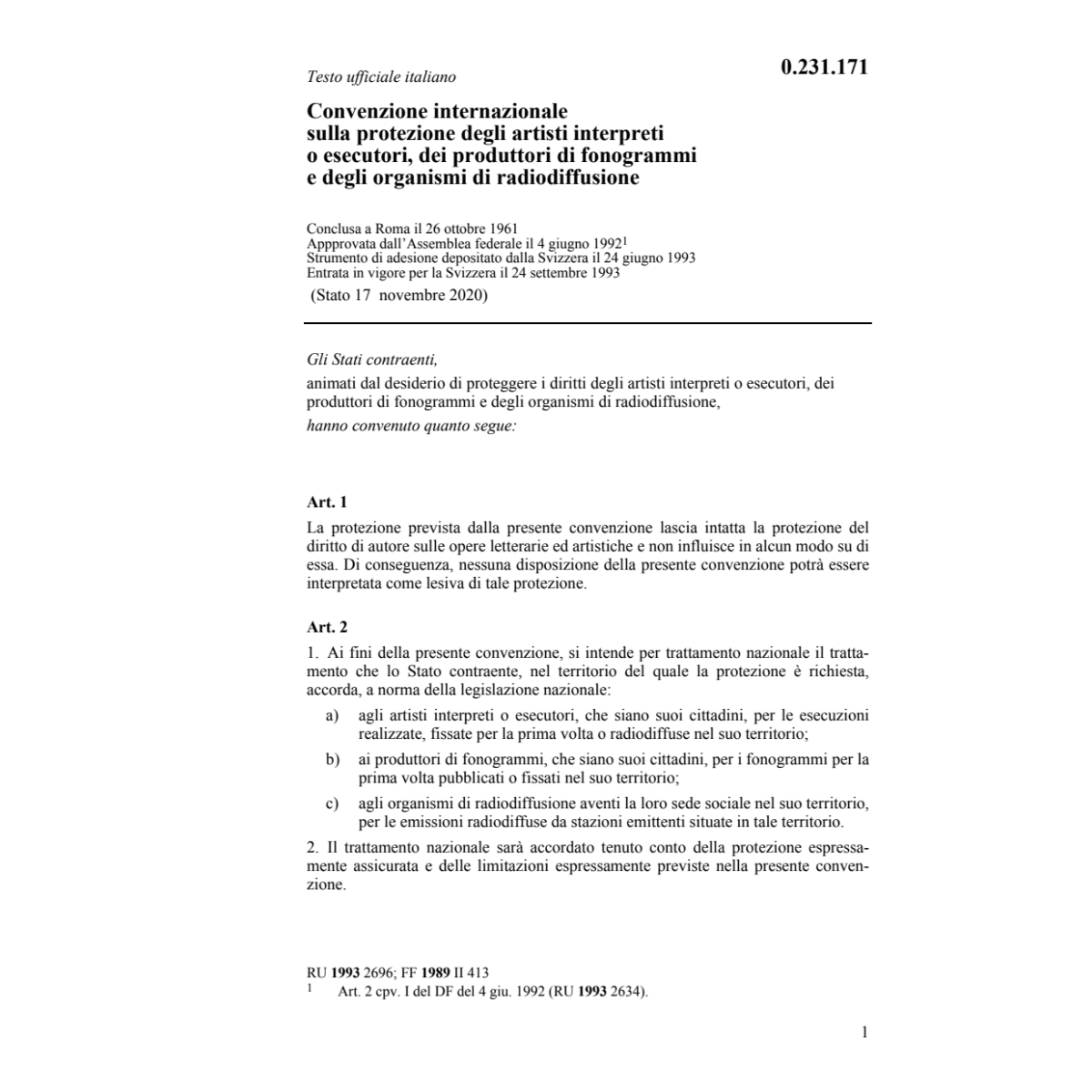 Conv. internaz. protezione degli artisti