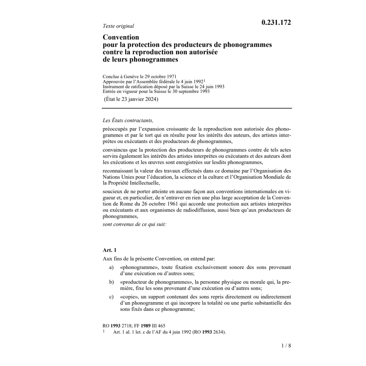 Conv protection producteurs phonogrammes