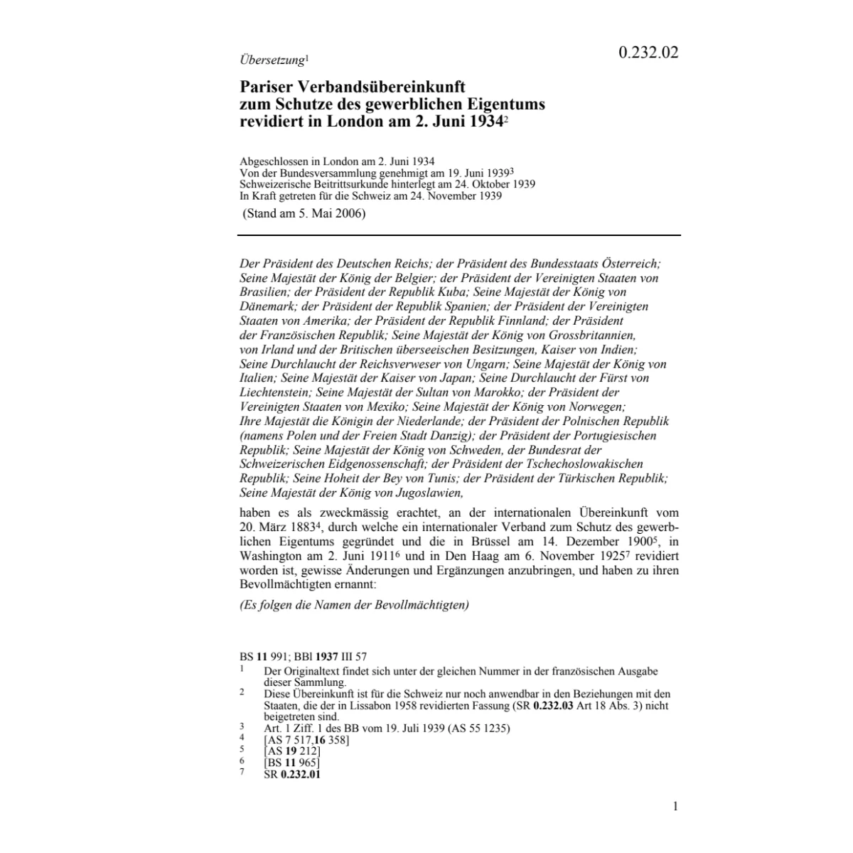 Pariser Übereink. gewerbliches Eigentum