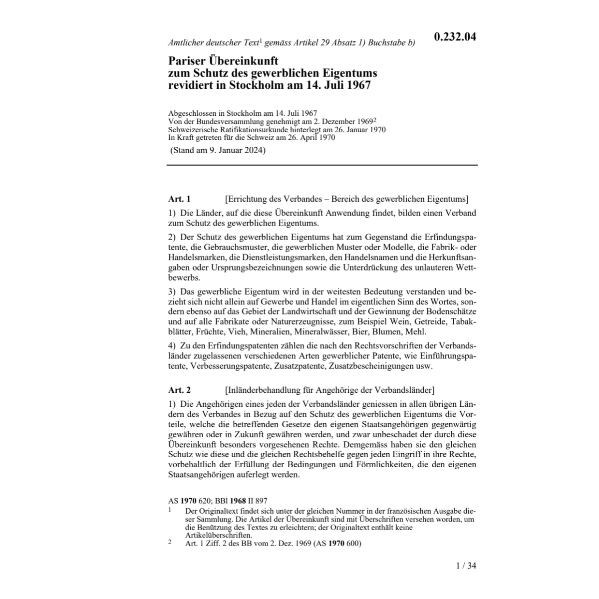 Pariser Übereink. gewerbliches Eigentum