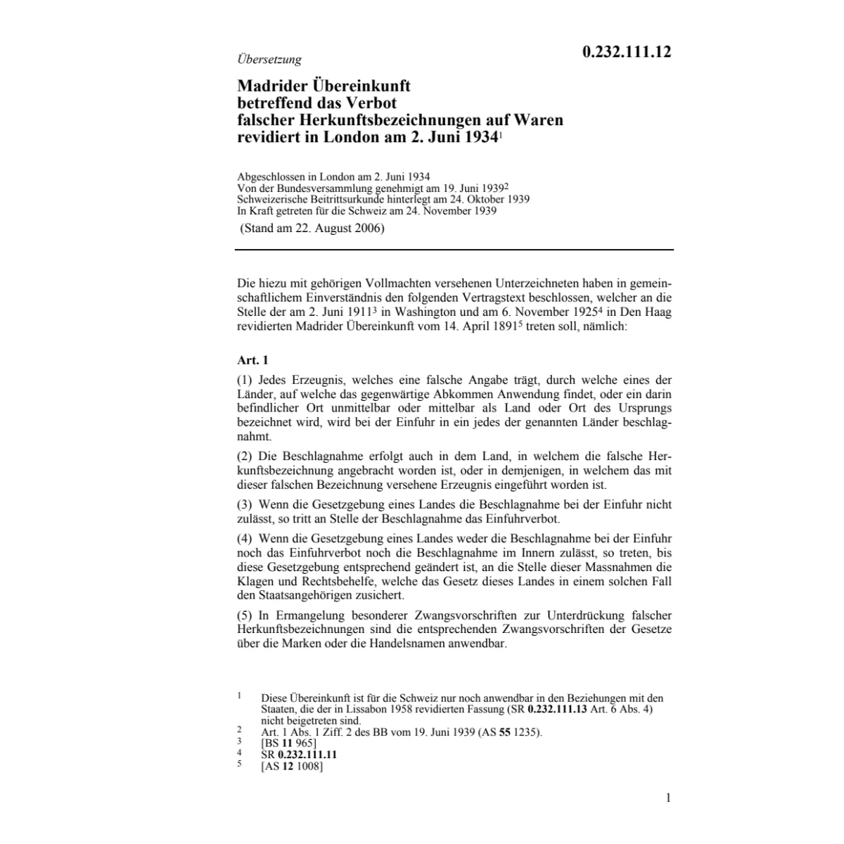 Madrider Übereink. Herkunftsbezeichnung