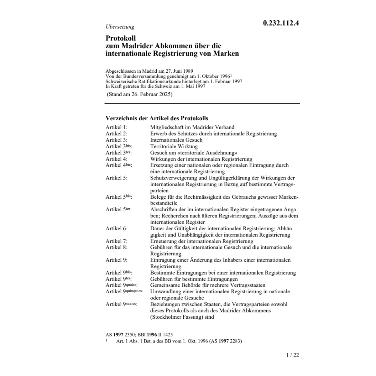 Prot. Madrider Abk. Registrierung Marken