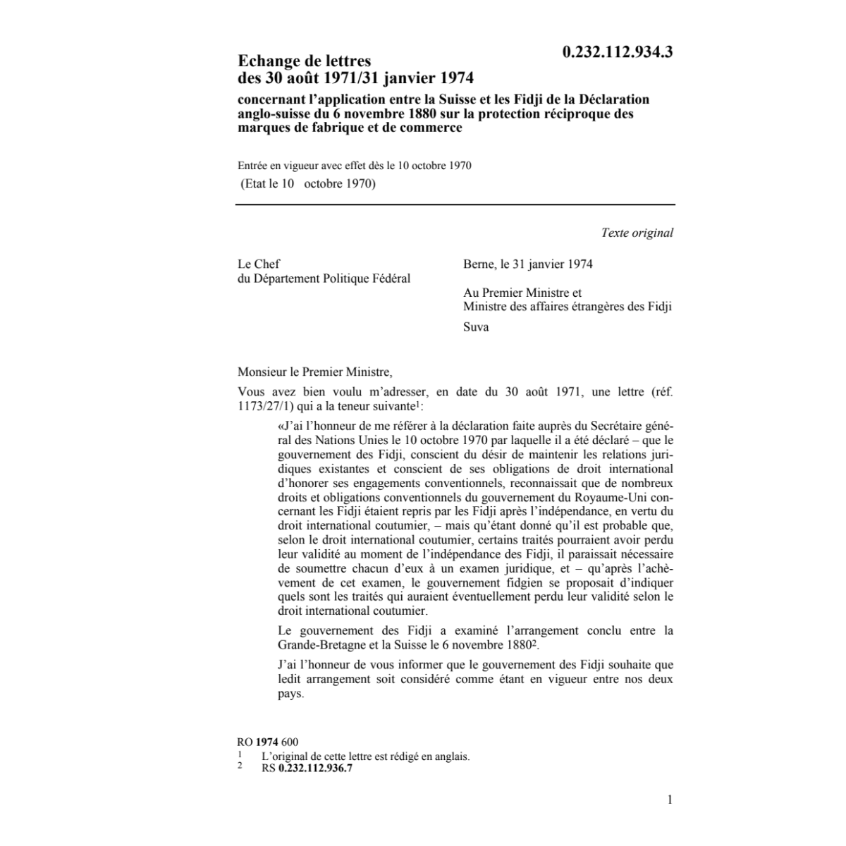 Lettres Fidji marques de fabriques