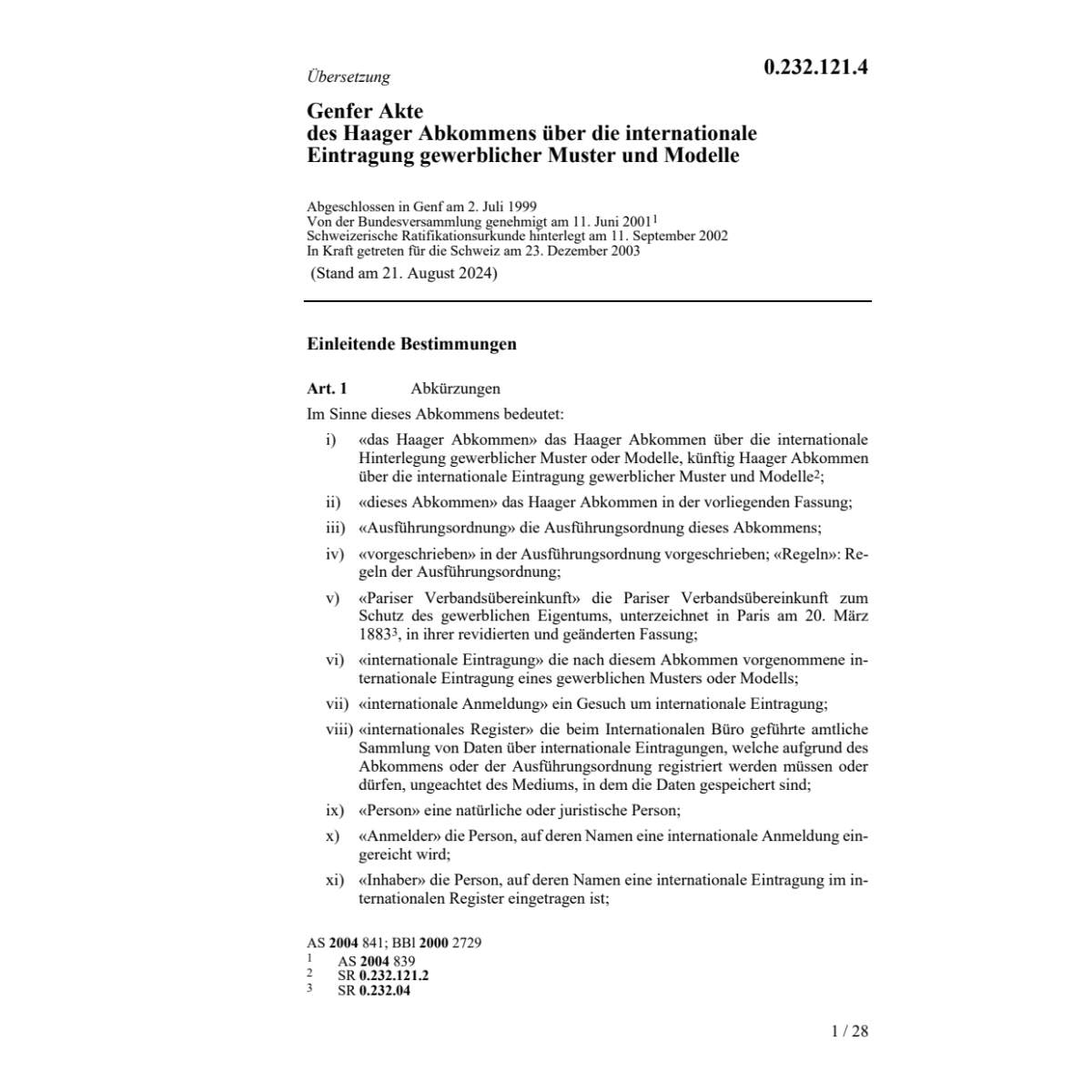 Genfer Akte intern.Eintr.gewerbl.Muster