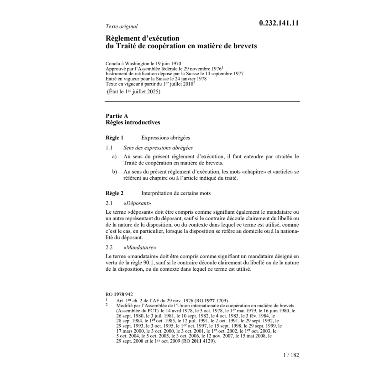 RE coop. matière de brevets