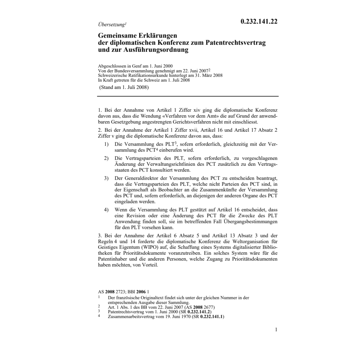 Gemeinsame Erkl.Patentrechtsvertrag