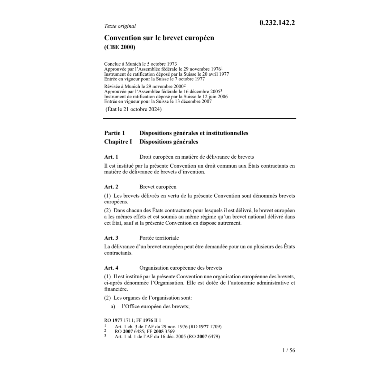 Conv. sur le brevet européen