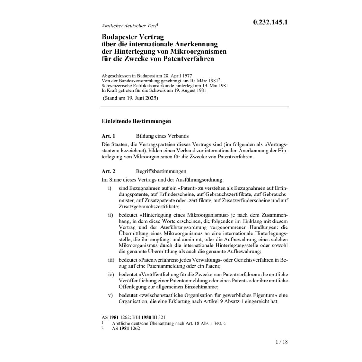 Budapester Vertrag Mikroorganismen