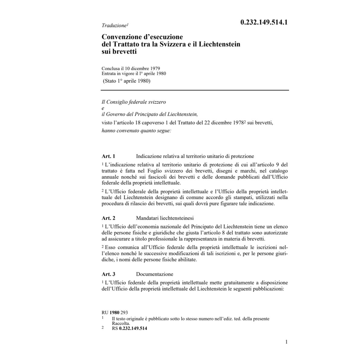 Conv. d'esecuzione del 10 dicembre 1979