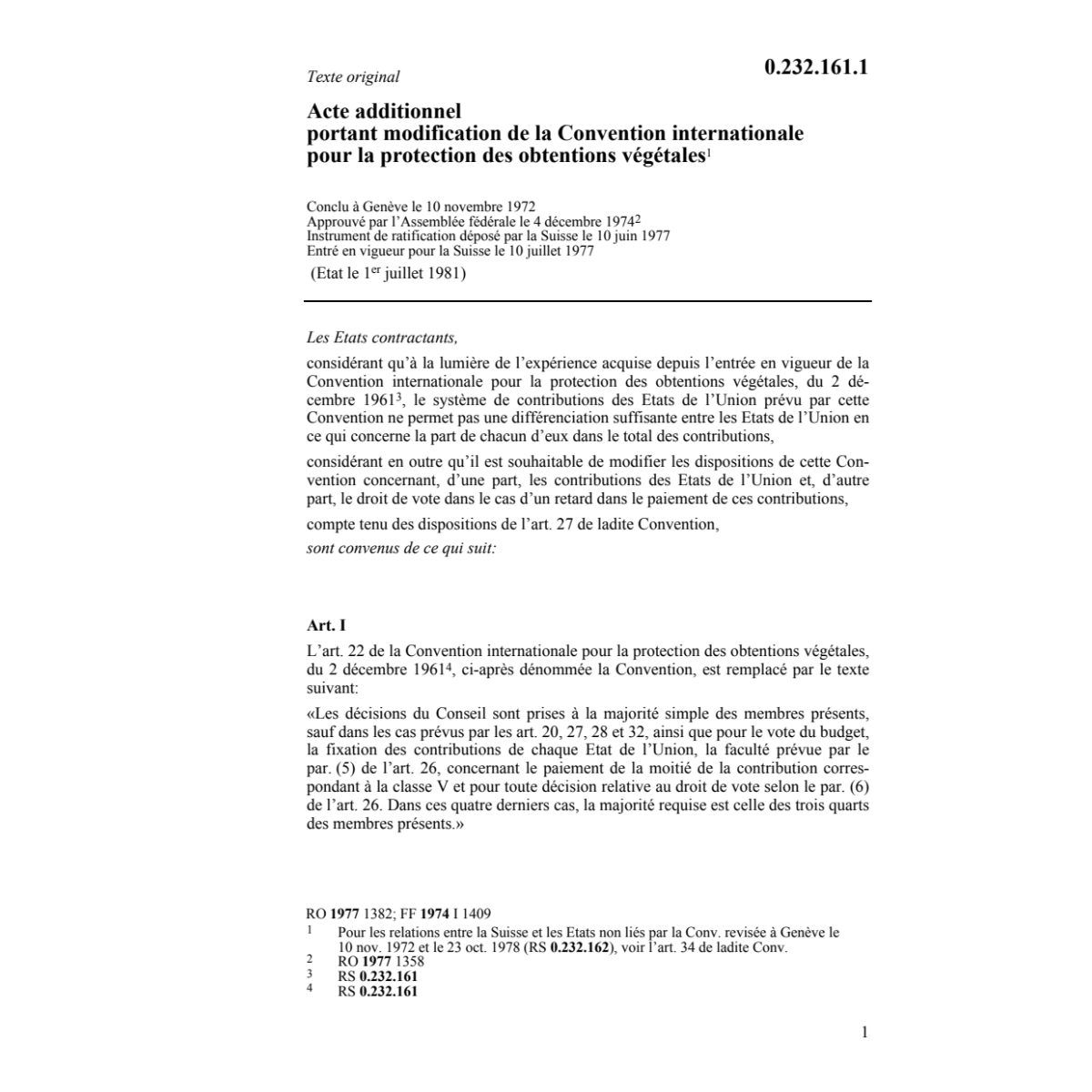 Acte add protection obtentions végétales