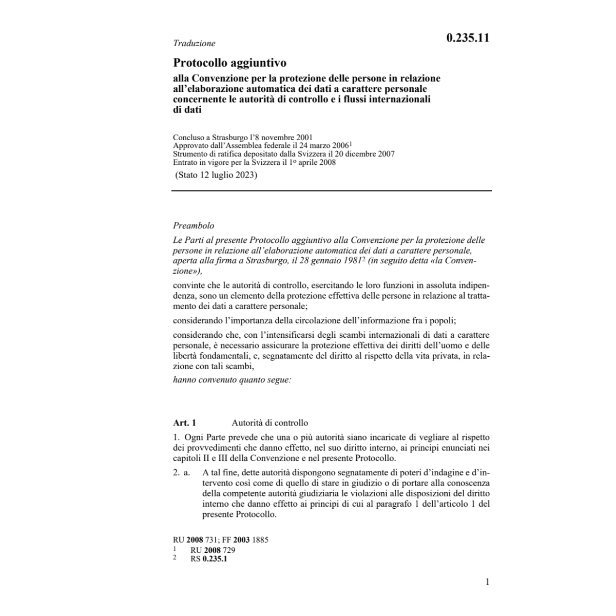 Prot.agg.Conv. flussi internaz. dati