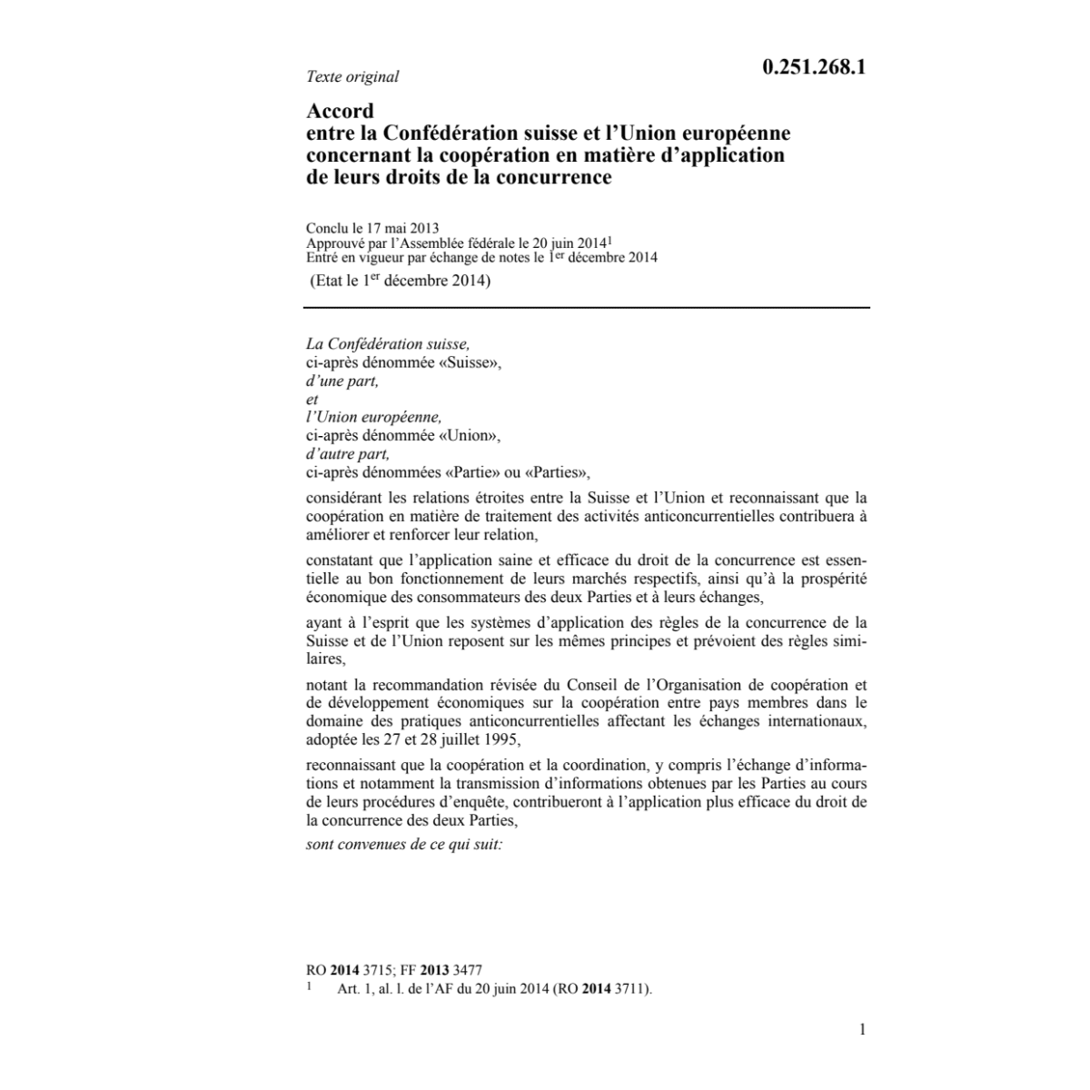 Acc. CH-CE droits de la concurrence
