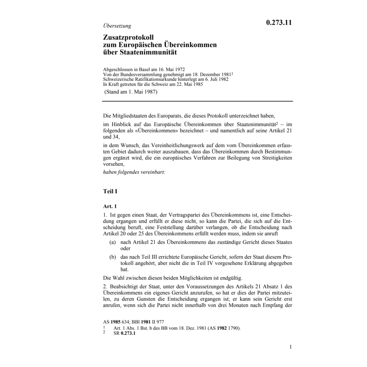 Zusatzprot. Staatenimmunität