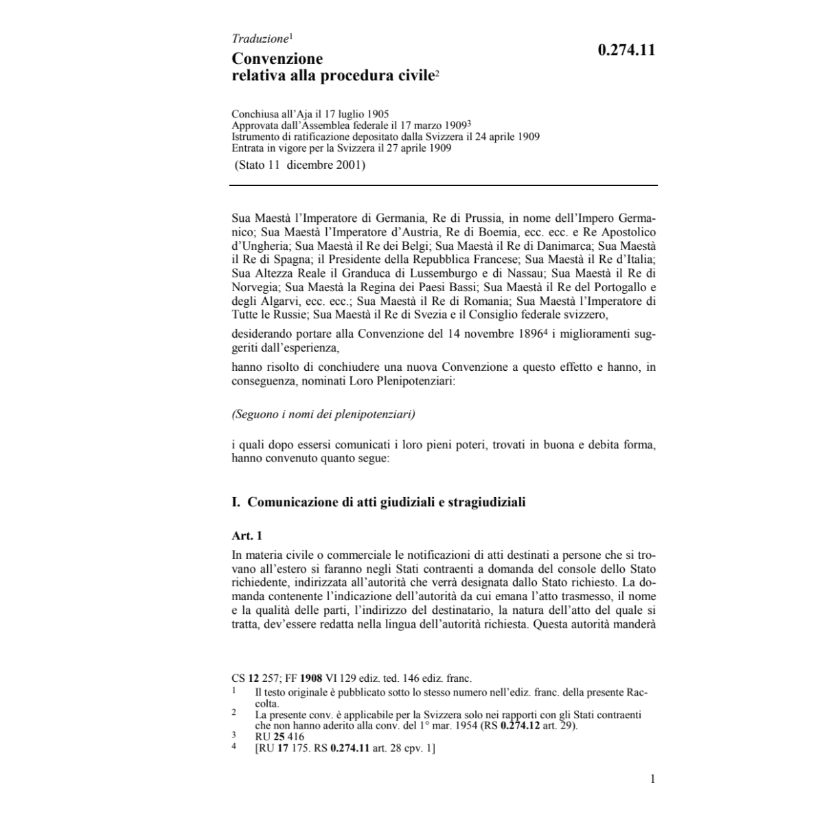 Conv. procedura civile