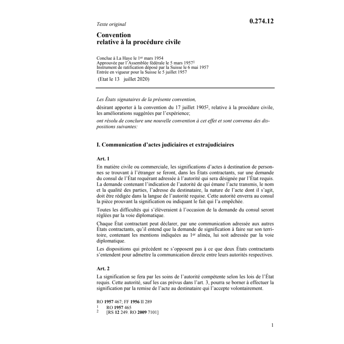 Convention, procédure civile