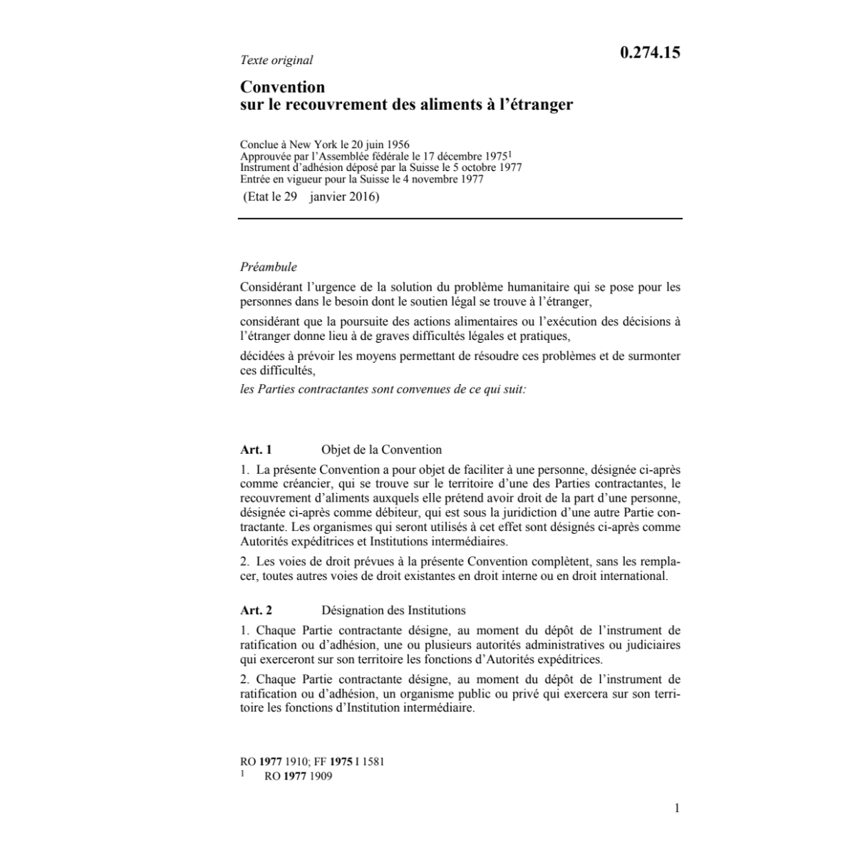 Conv. recouvrement des aliments étranger