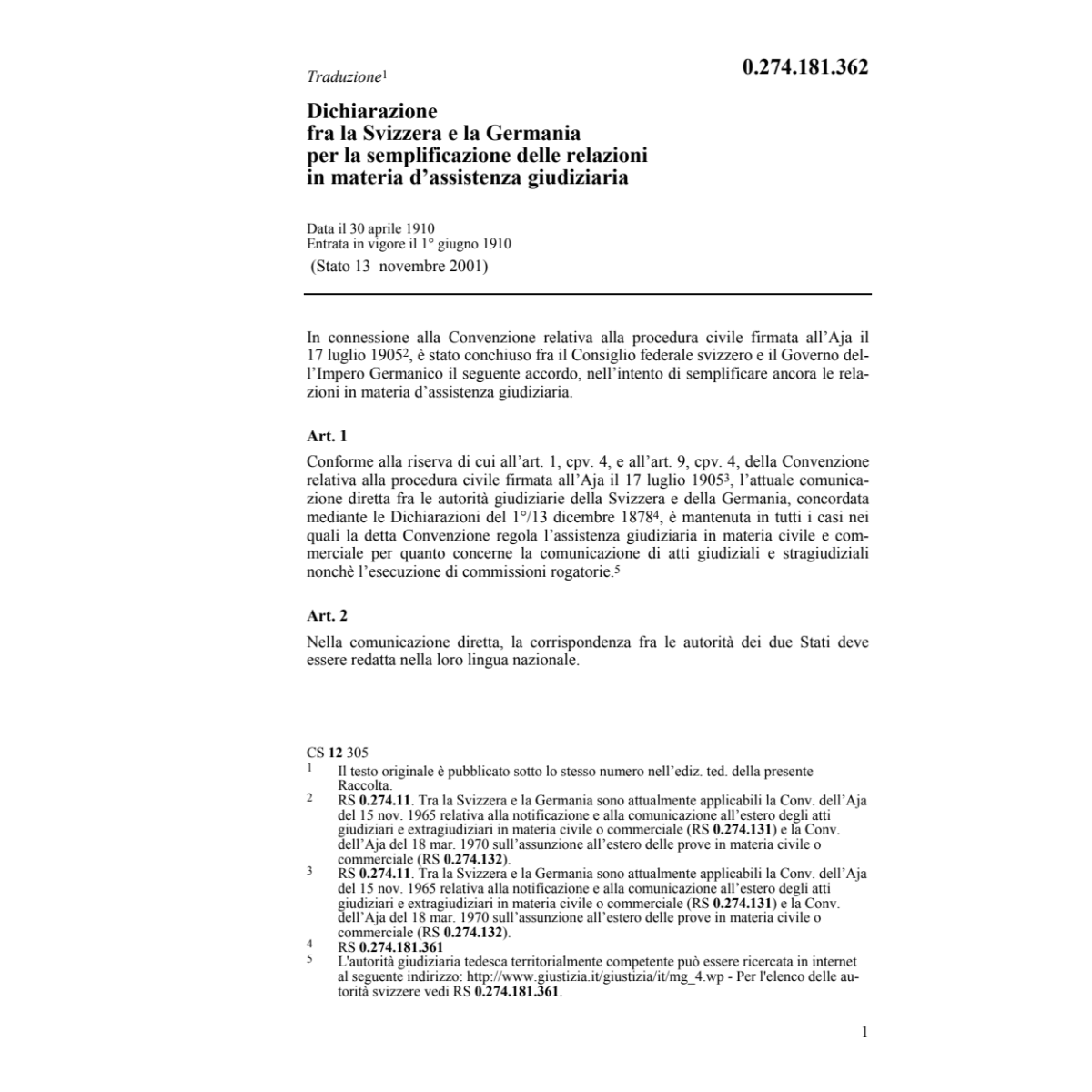 Dich. assistenza giudiziaria Germania