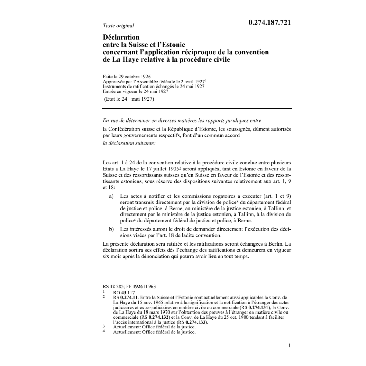 Décl. Estonia procédure civile