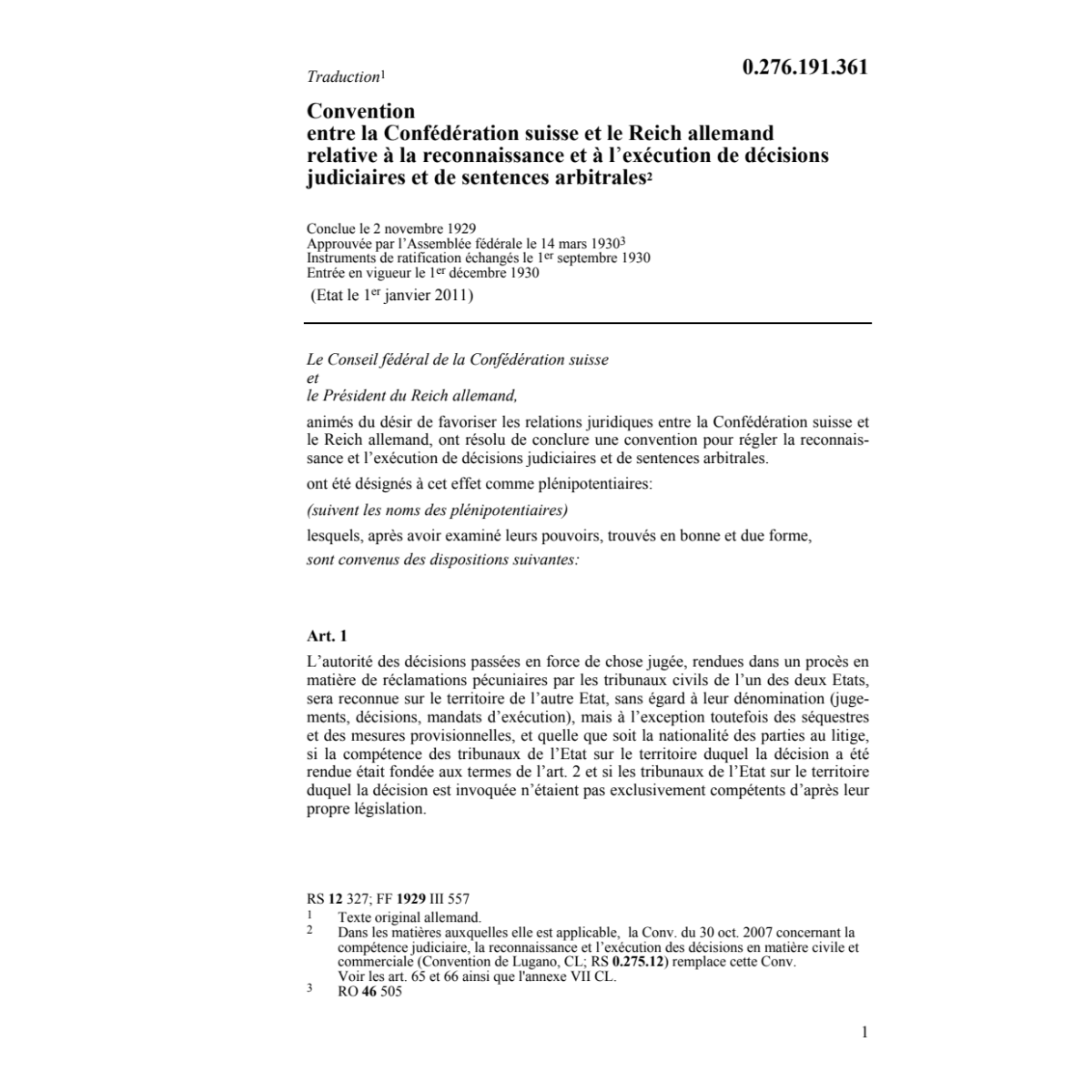 Conv. décisions judiciaires Reich alle.