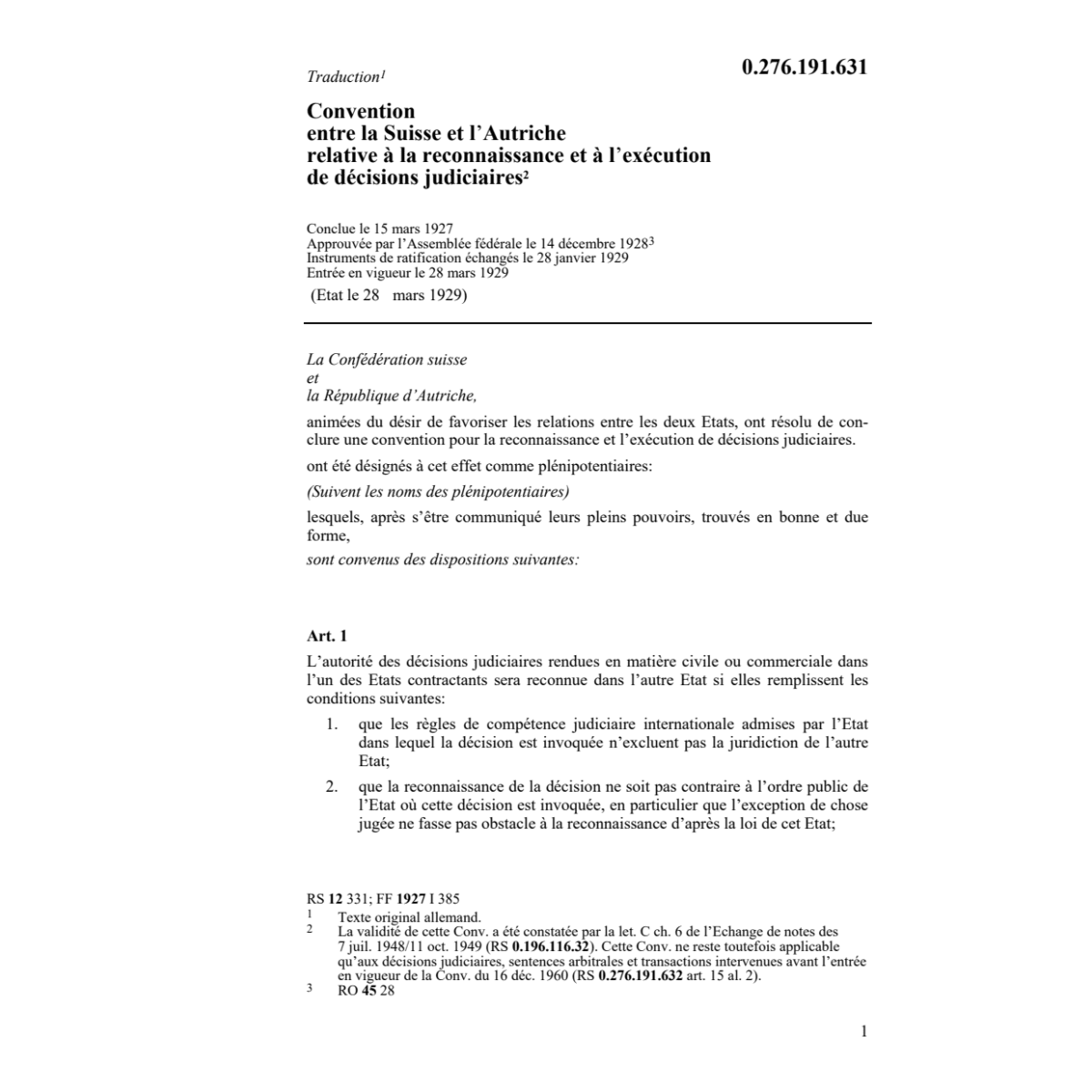 Conv. décisions judiciaires Autriche