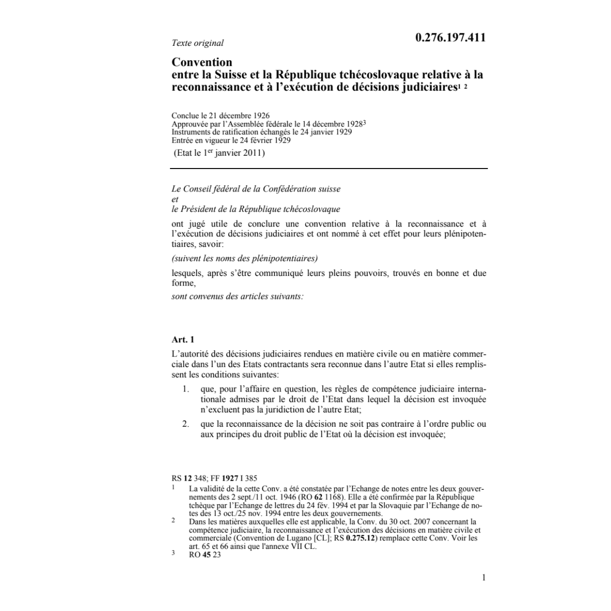 Conv. décisions juridiques CSSR