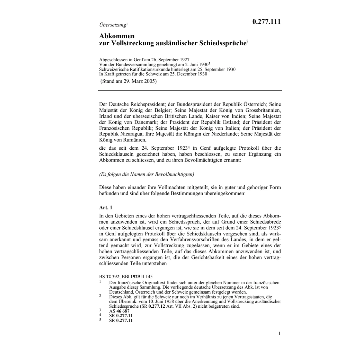 Abk. Vollstreckung ausl. Schiedssprüche