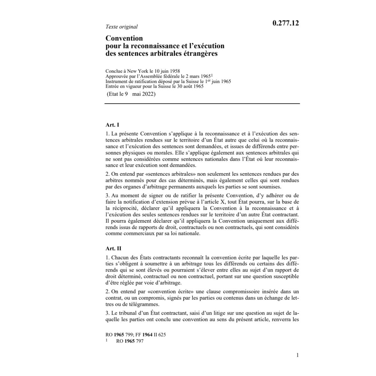 Conv reconnaissance sentences arbitrales