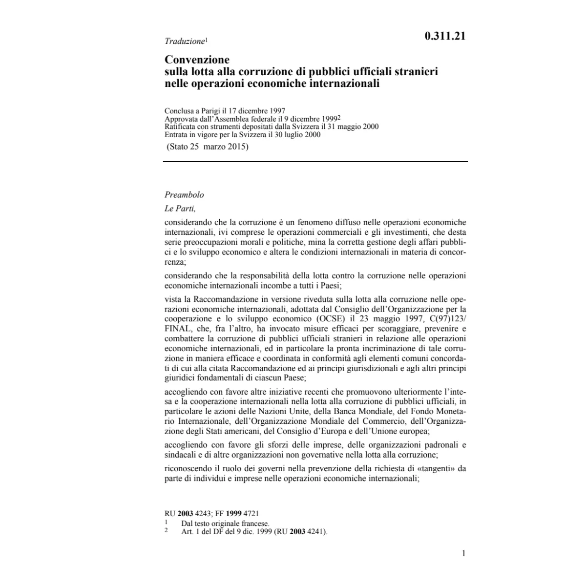 Conv. lotta corruzione stranieri