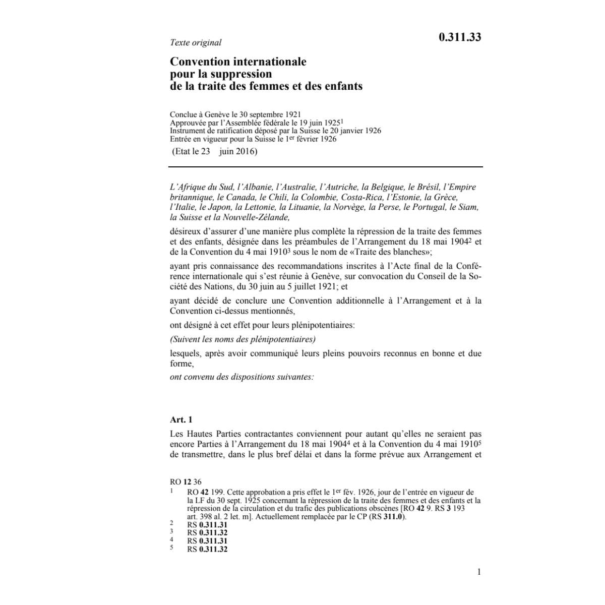 Conv. suppressi. traite femmes + enfants