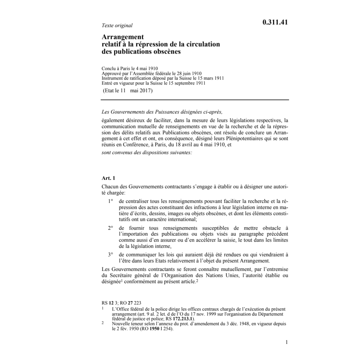 Ar. répression des publications obscènes