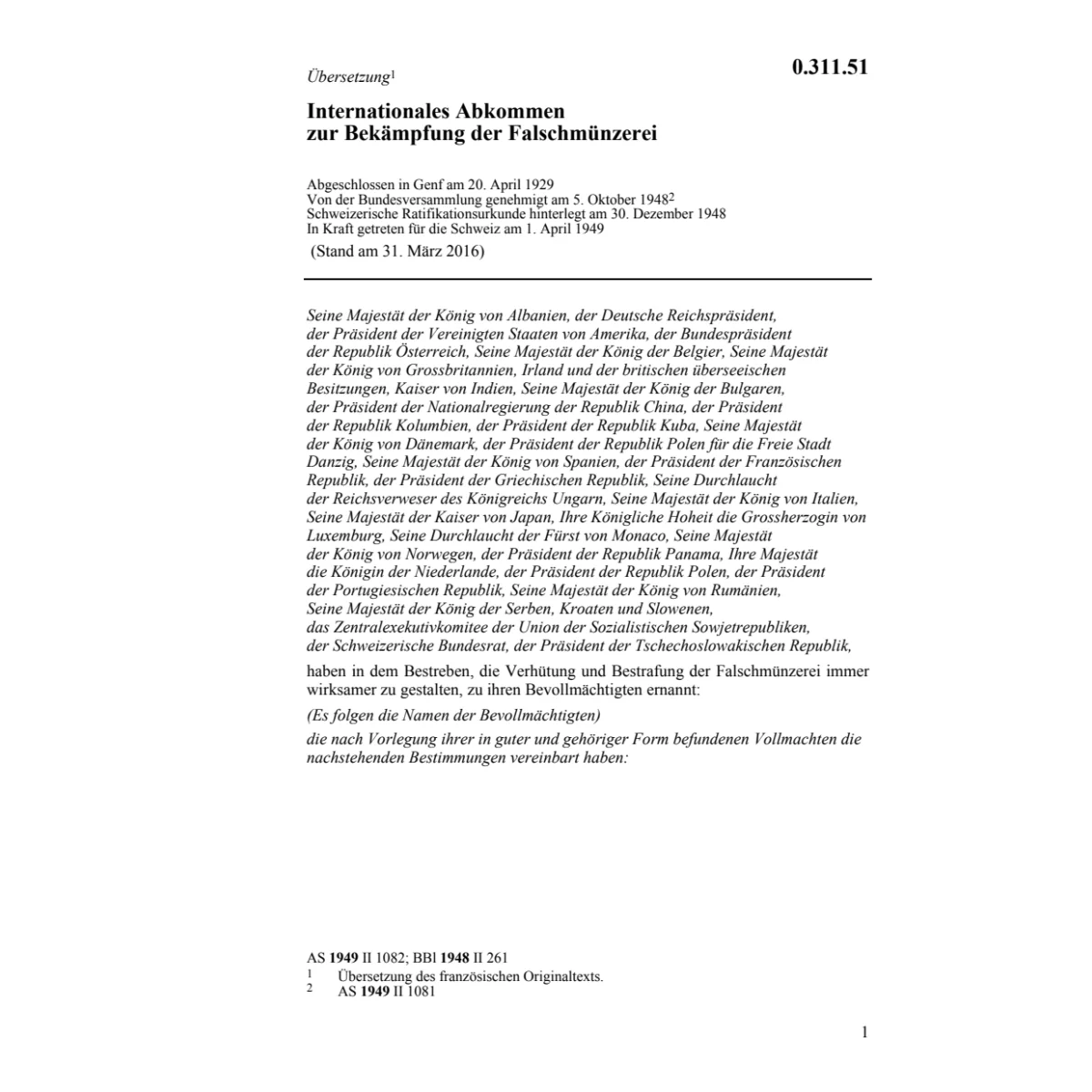 Abk Bekämpfung der Falschmünzerei
