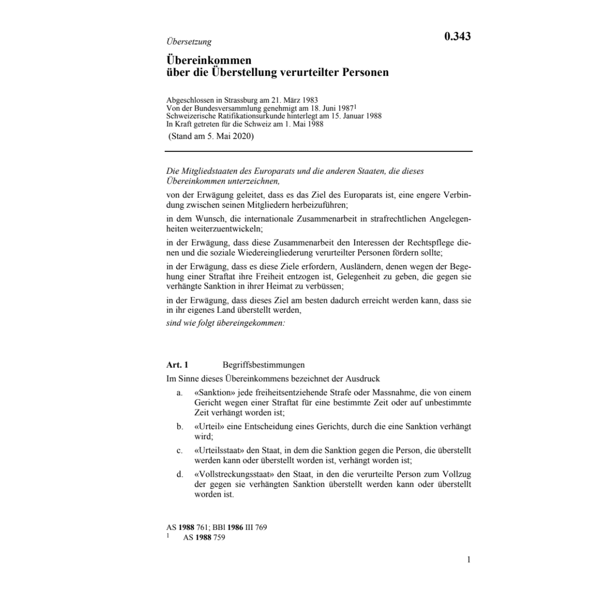 Abk Ueberstellung verurteilter Personen