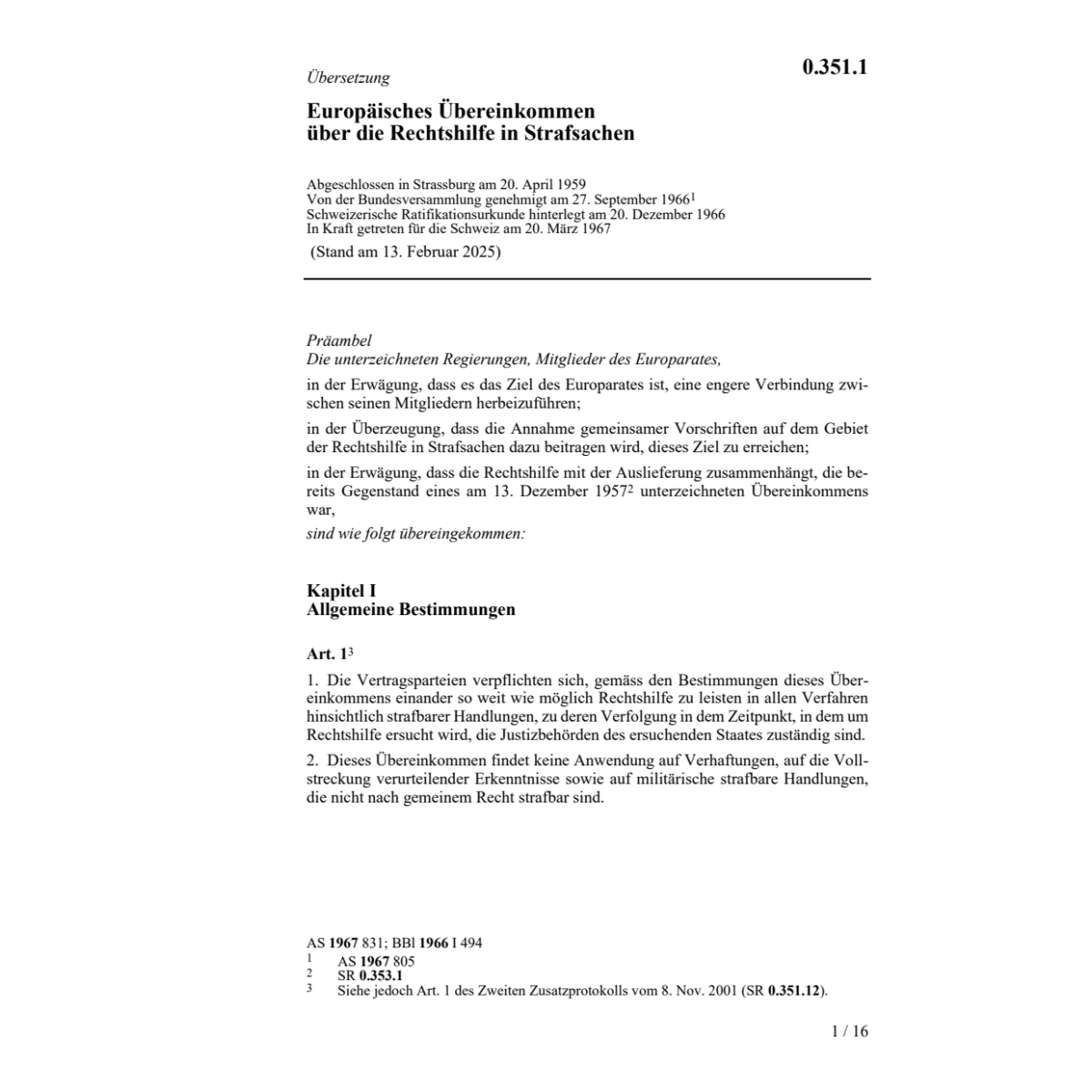 Europ. Abk. Rechtshilfe in Strafsachen