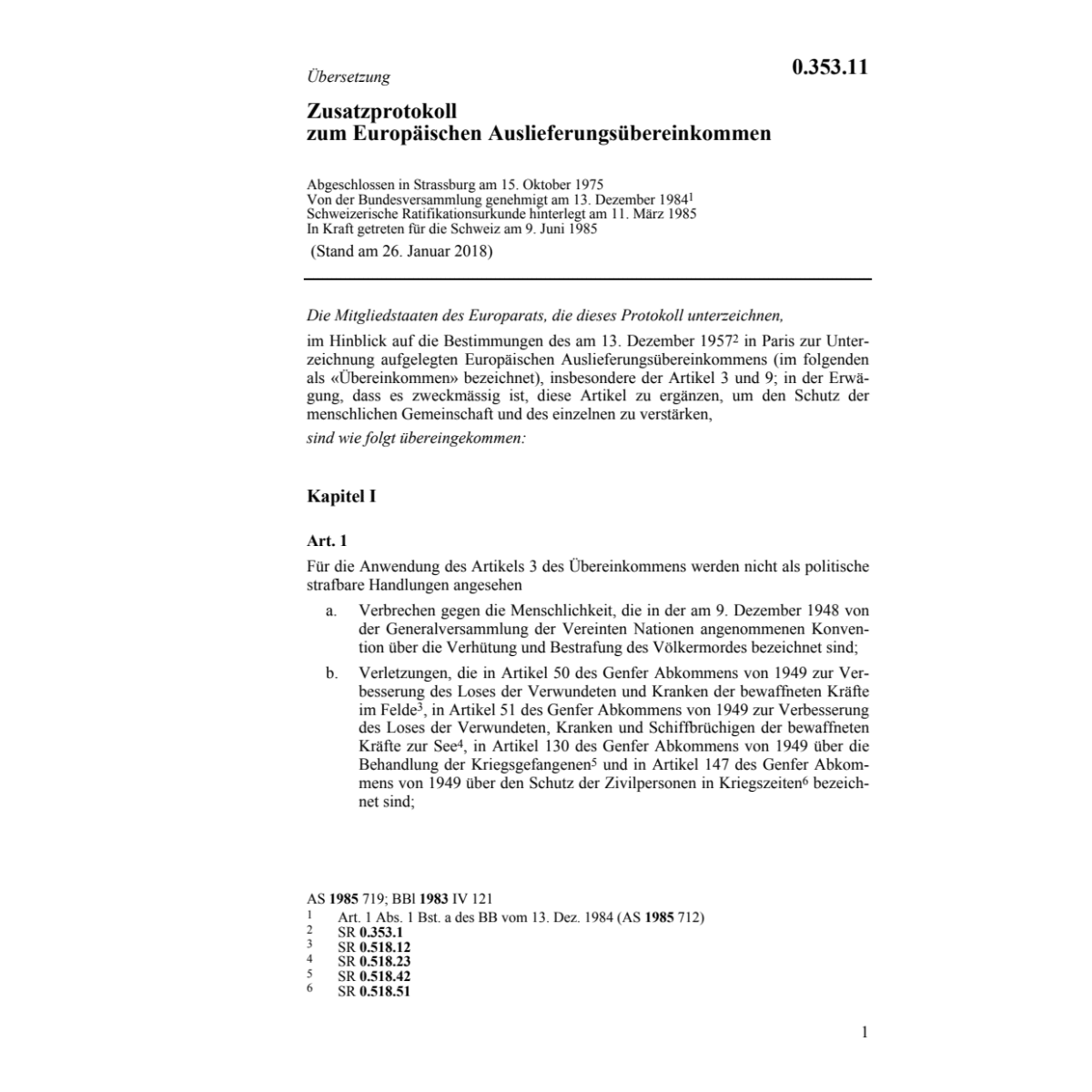 Zusatzprot. Europ. Auslieferungsübereink