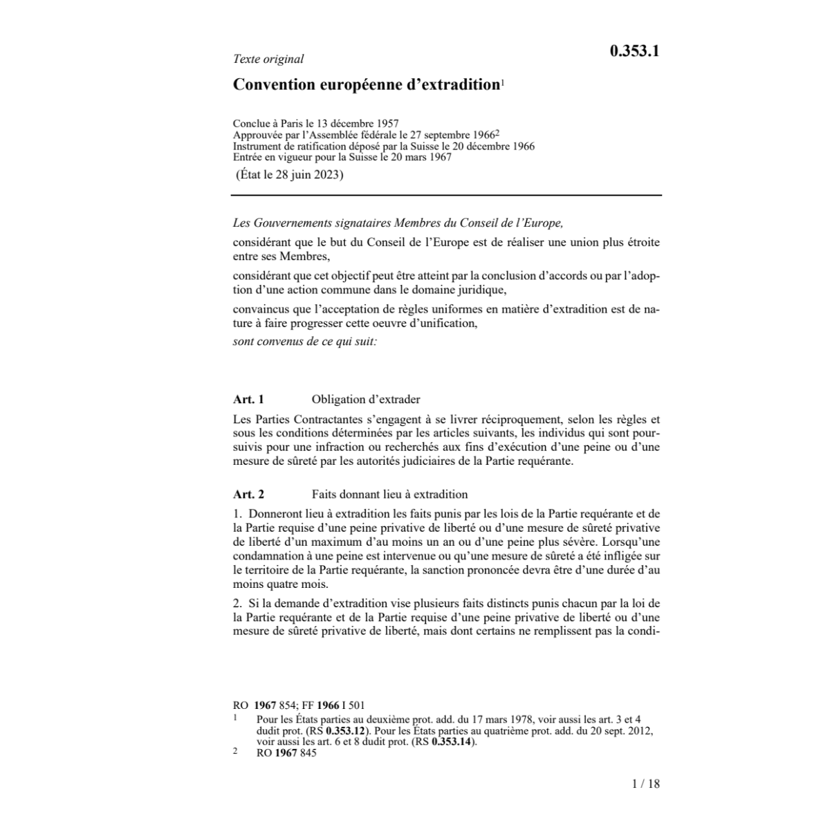 Convention européene extradition, CEExtr