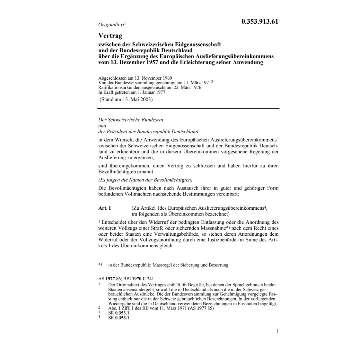 Ver. Deutschland Auslieferungübereink.