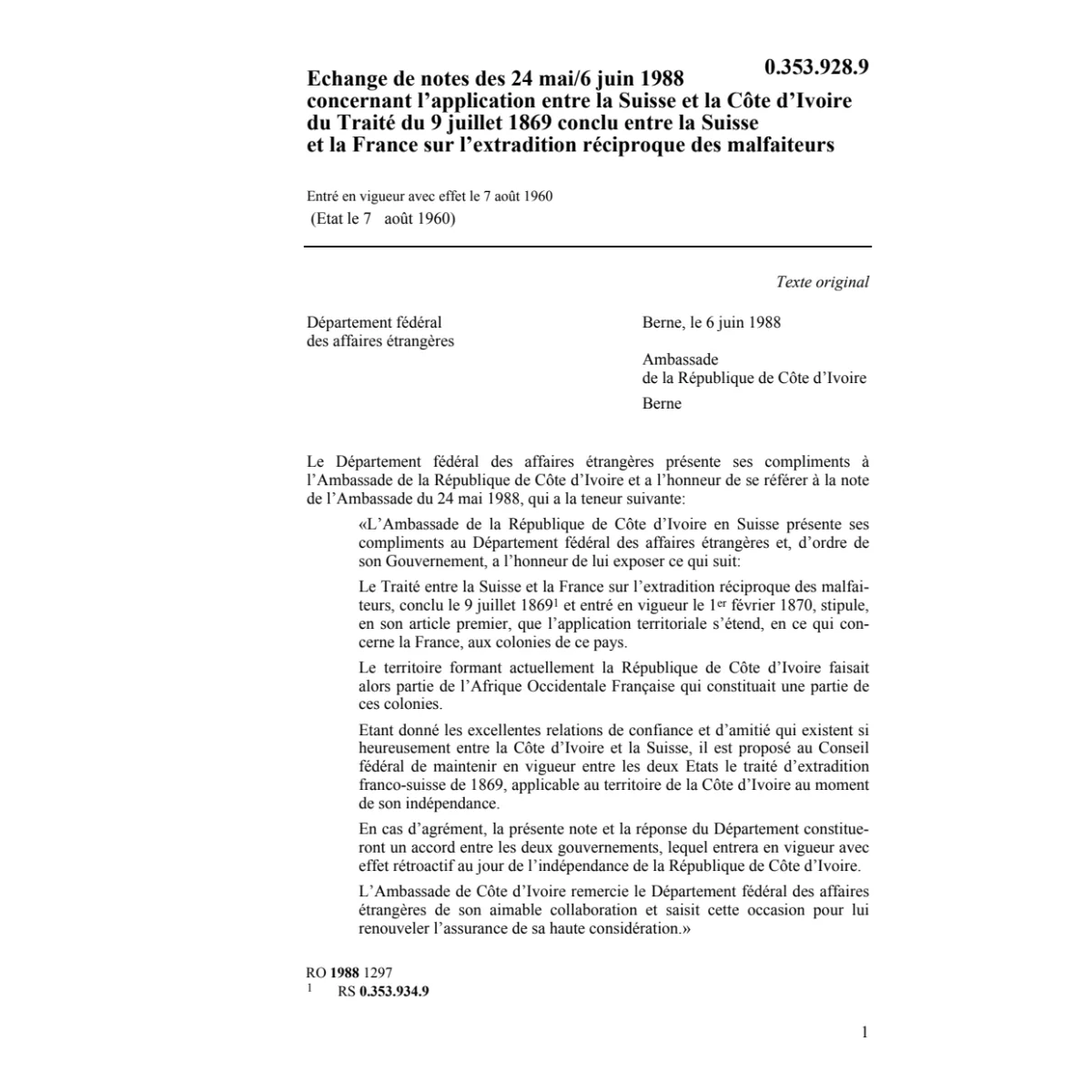 Notes Côte d'Ivoire extradition malfaite