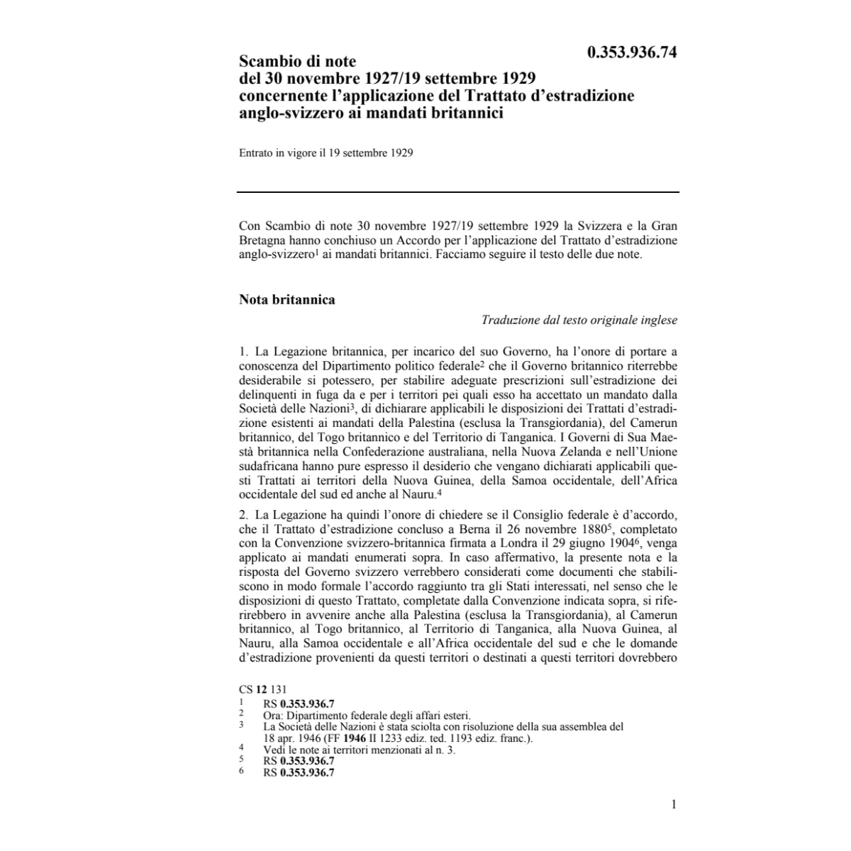 Applicazione ai mandati britannici