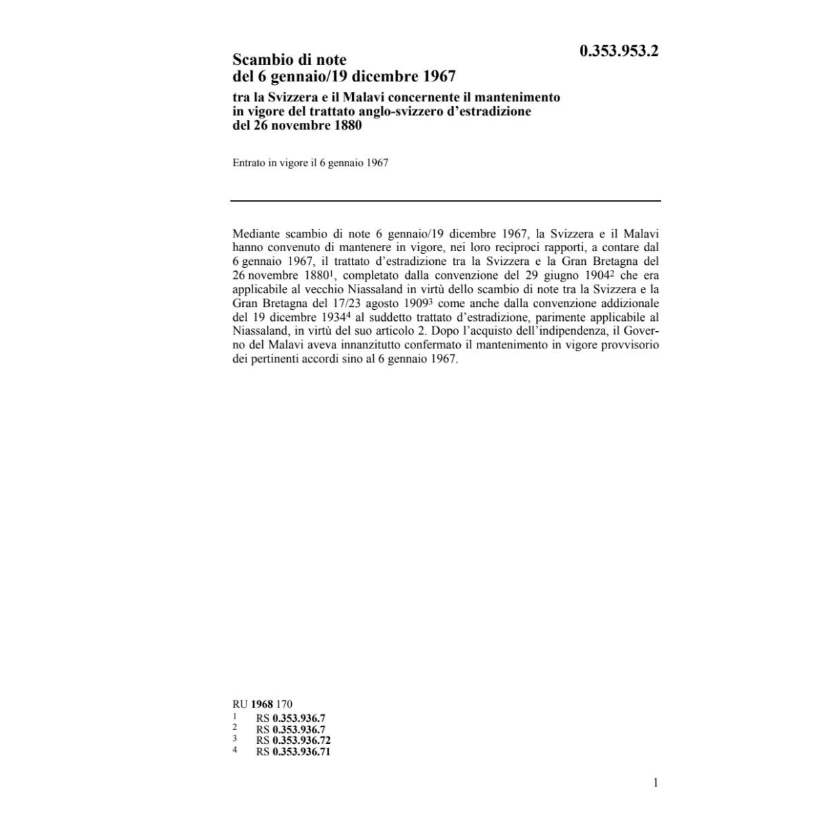 Note 6 gennaio/19 dicembre 1967 Malavi