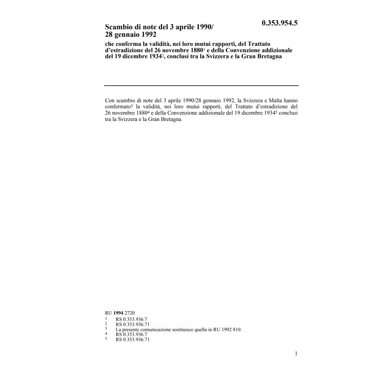Note Tratt. d'estradizione Malta