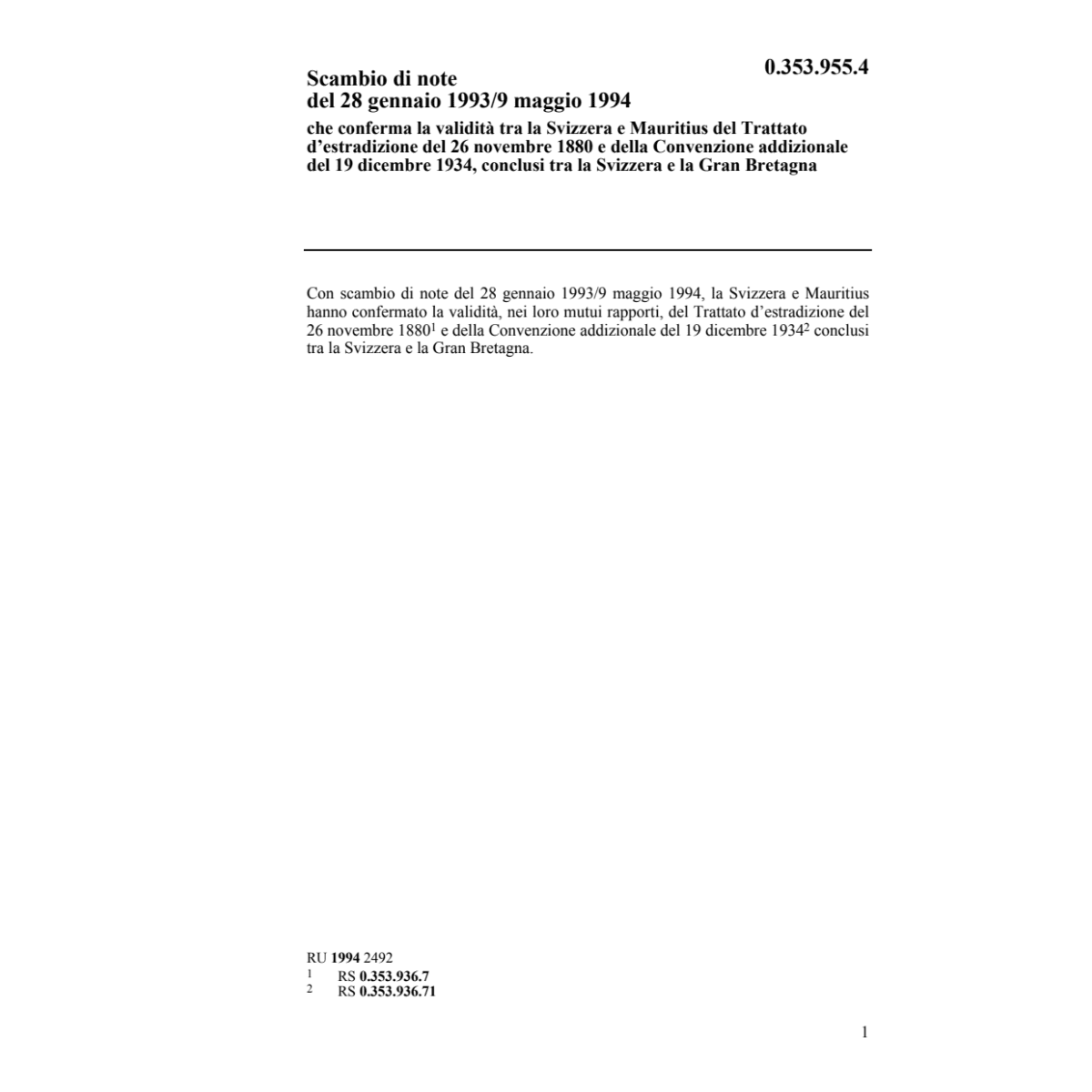 Note Tratt. d'estradizione Mauritius