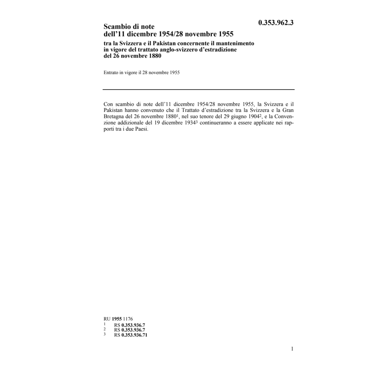Scambio di note Pakistan