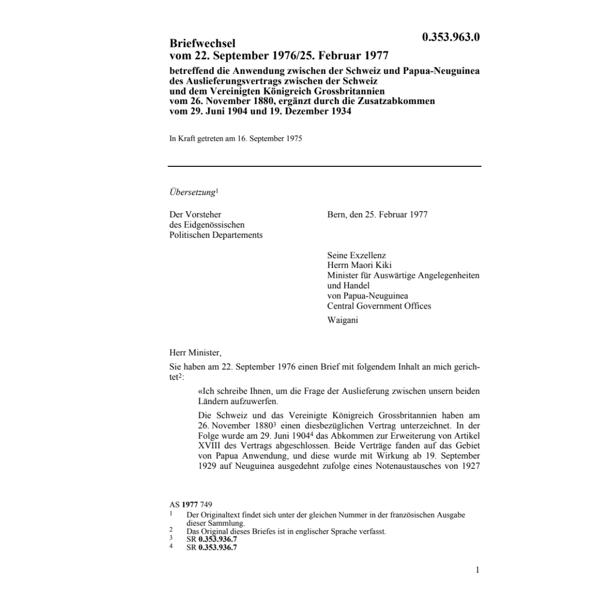 Briefwechsel CH-Papua-Neuguinea Auslief.