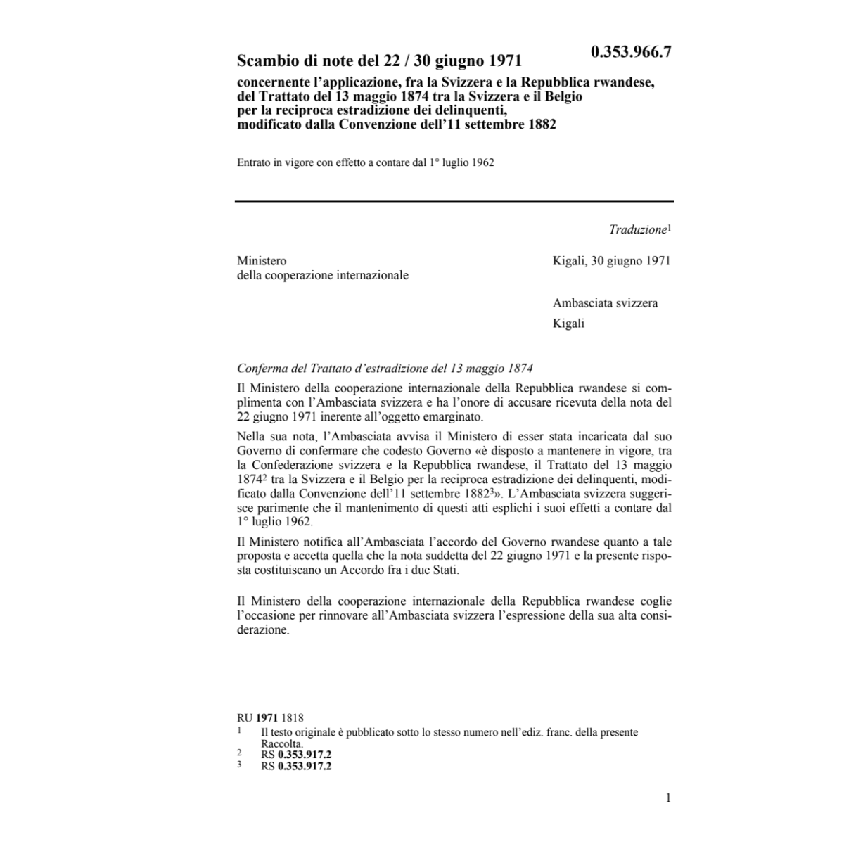 Note estradizione delinquenti Rwanda
