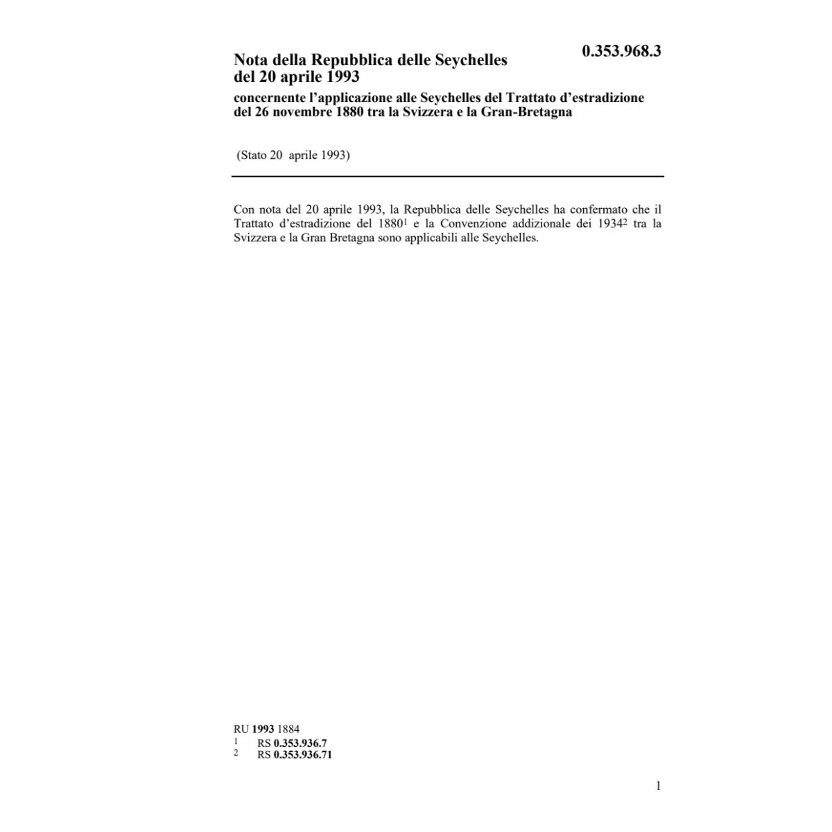 Nota Tratt. d'estradizione Seychelles