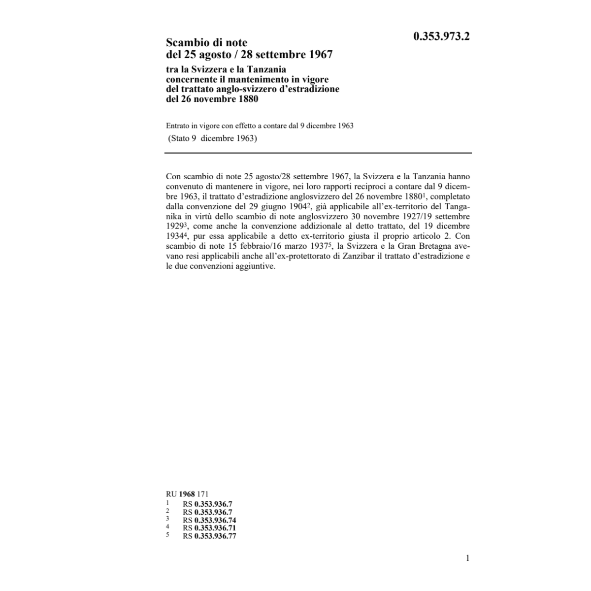 Scambio di note Tanzania