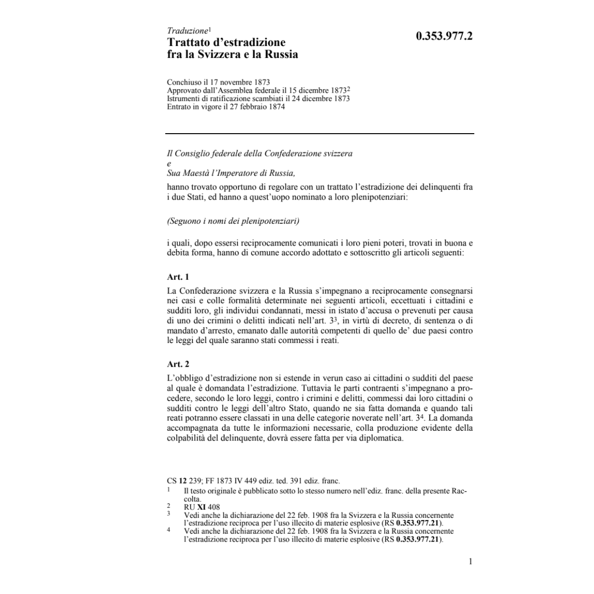Tratt. d'estradizione Russia