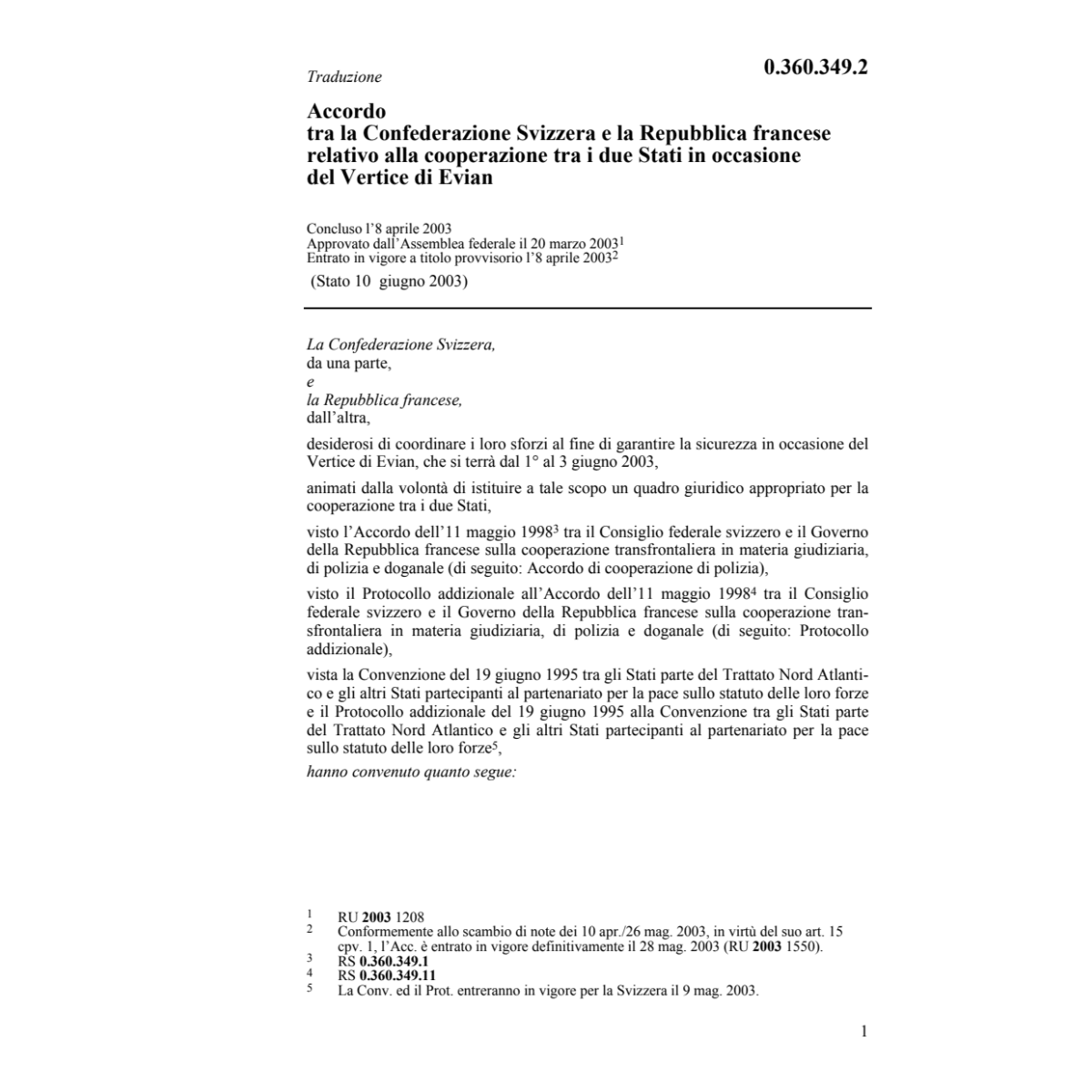 Acc. CH-F Vertice di Evian