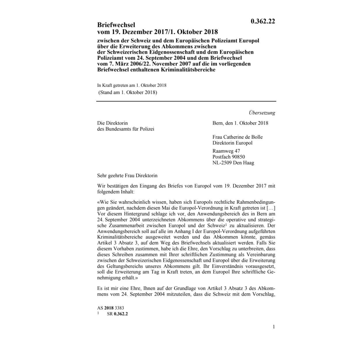 Briefwechsel 19.12.2017/1.10.2018 Ch Pol