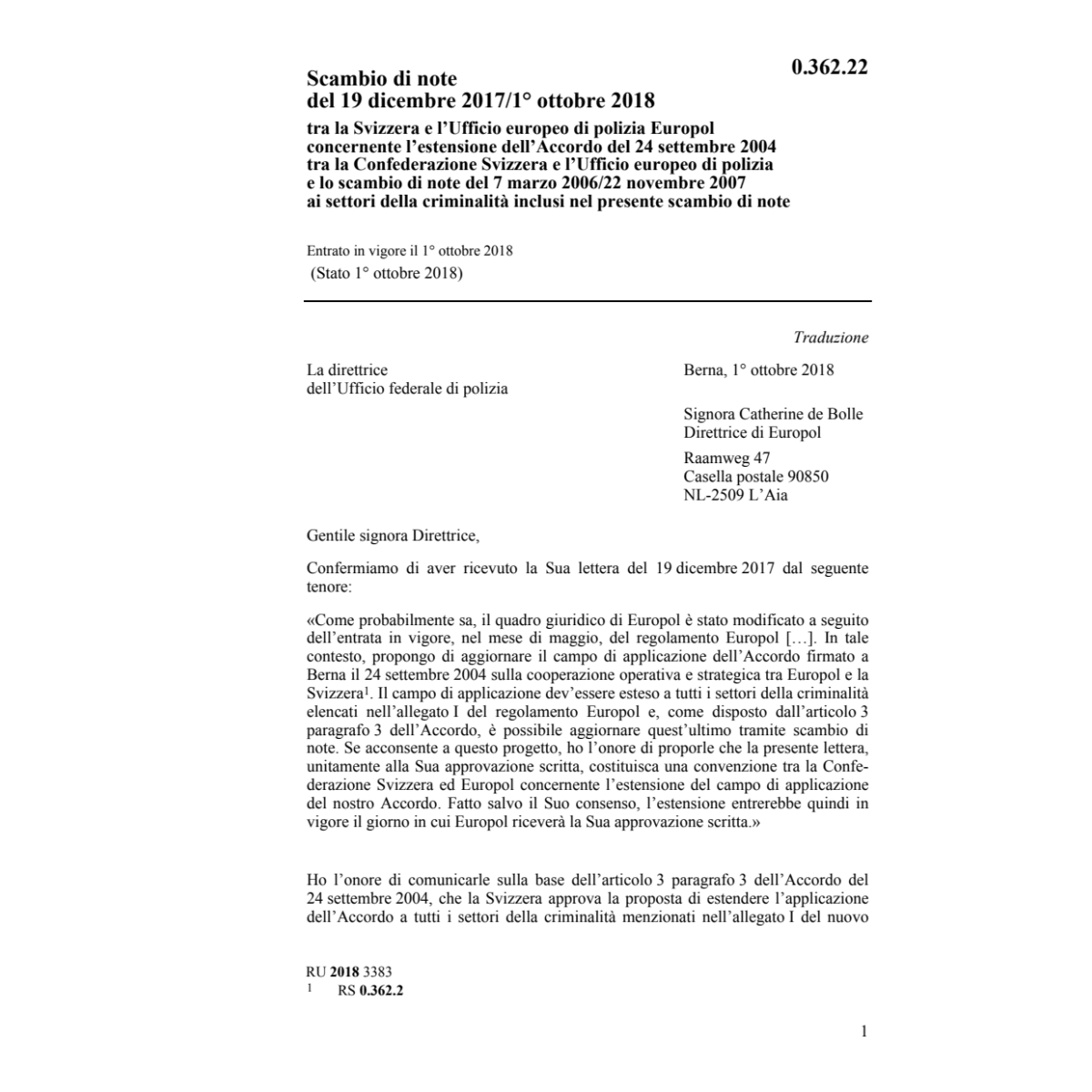 Scambio di note del 19.12.2017/1.10.2018
